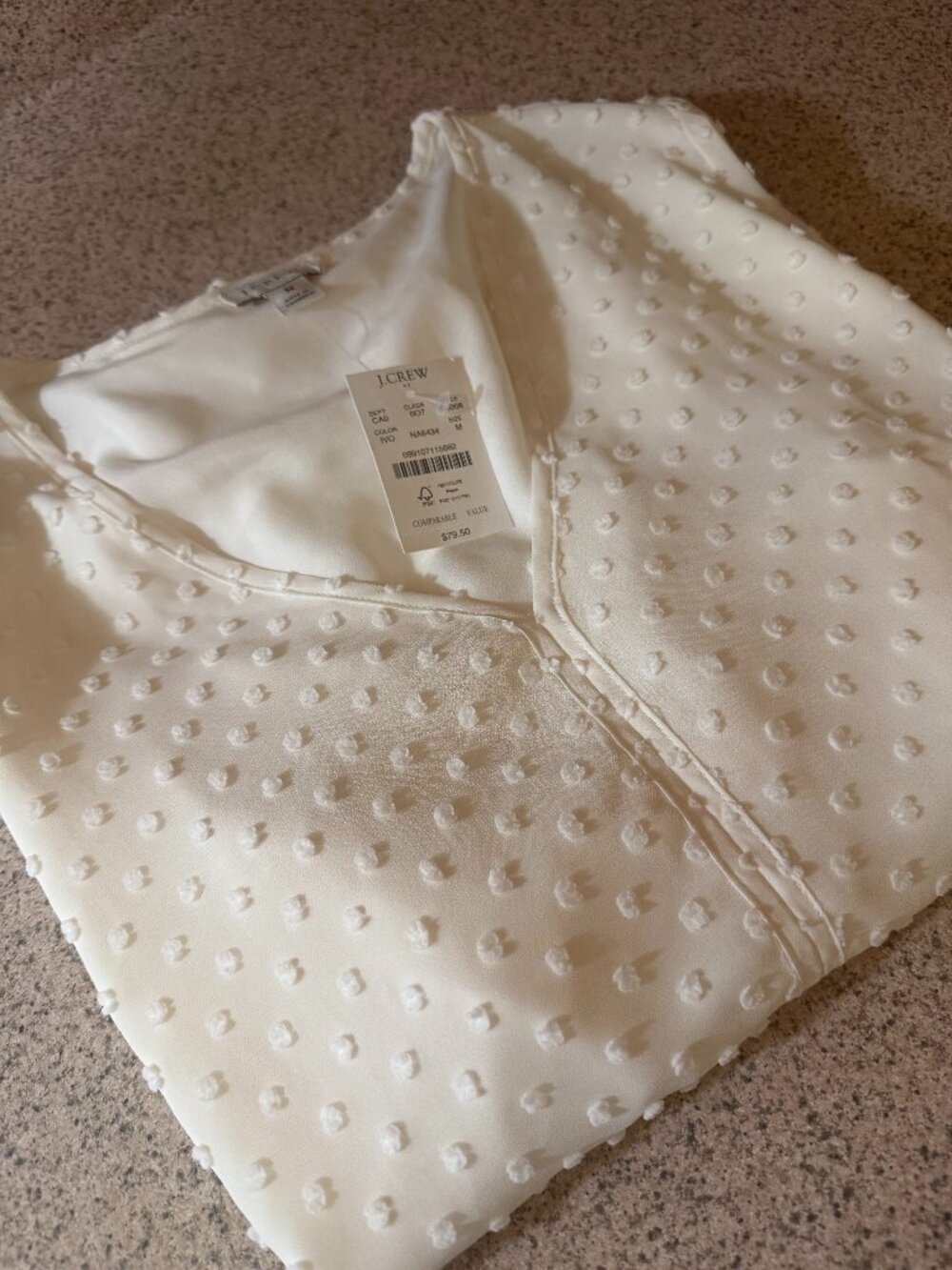 NWT! J.Crew V-Neck Clip-Dot Blouse Ivory - Size Medium